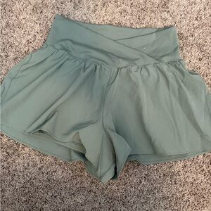 Sleek Athletic Green Shorts for Women